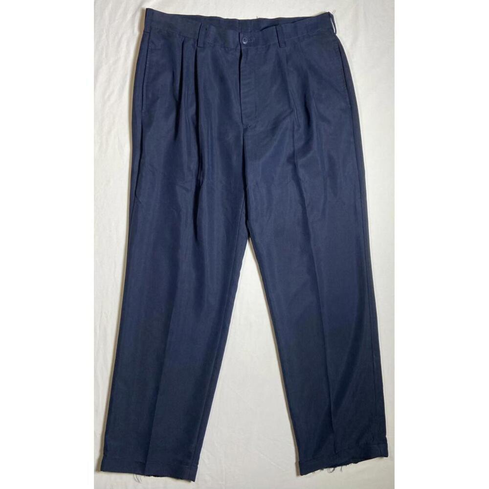 Bolle Golf Pants Men's Size 34 x 33 Navy Blue Polyester Flat Front Chino Scuffed